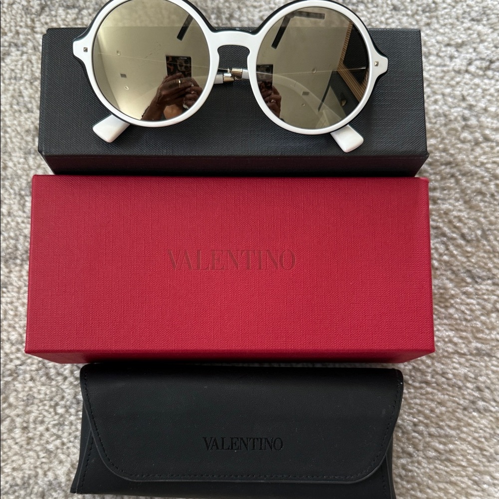 Valentino Ivory Round Sunglasses